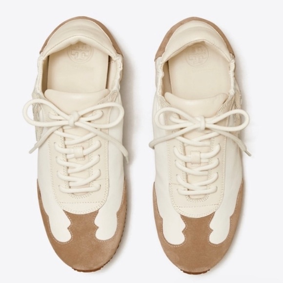 NWT Tory Burch Vintage Authentic Double T Trainer Sneakers White/ Ivory/ Size 7M - Picture 13 of 16